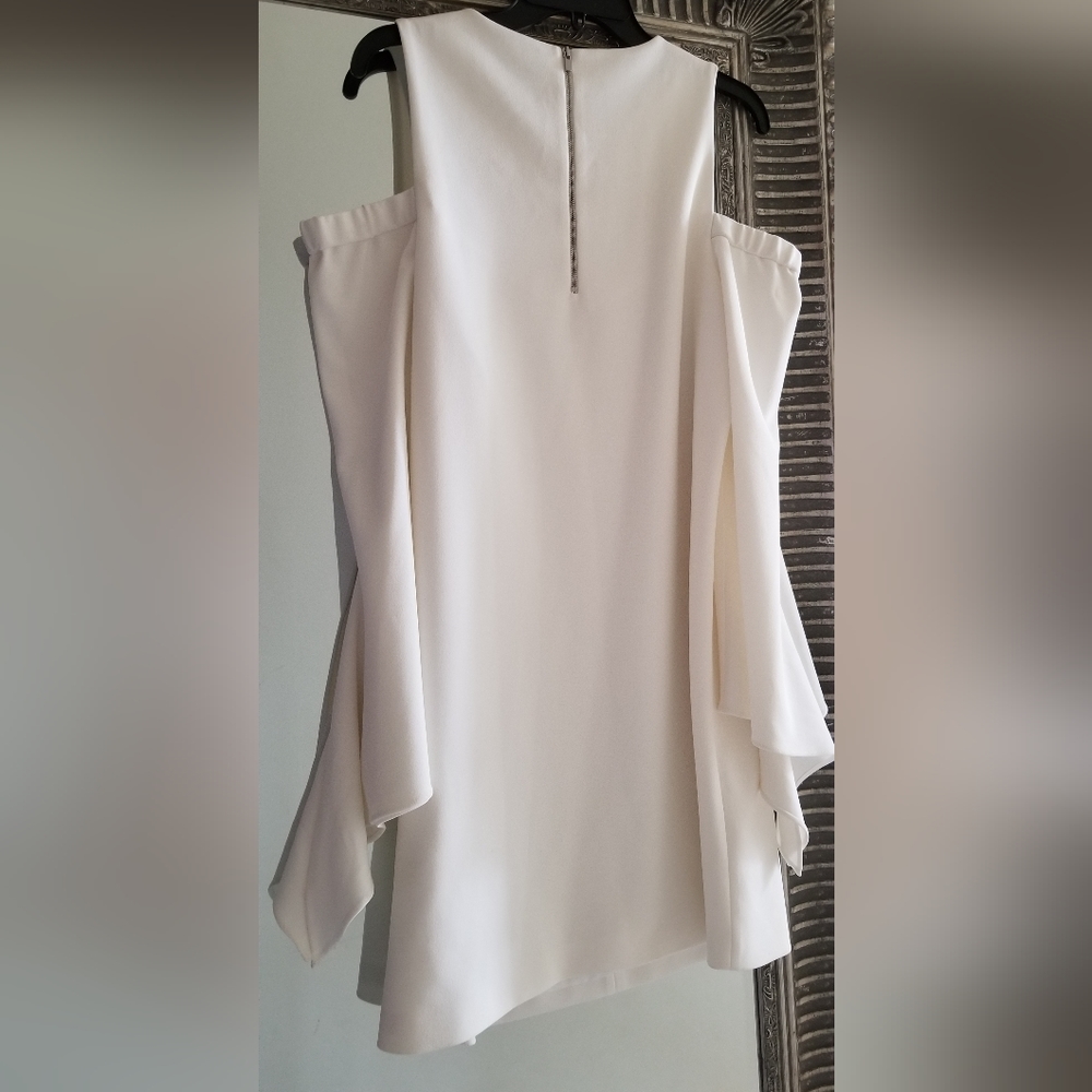 Tibi White Structured Crepe Cutout Open Shoulder … - image 5